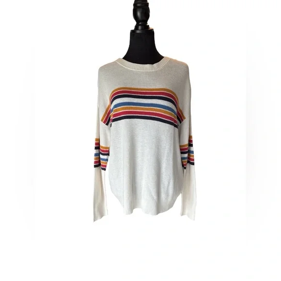 American Eagle Retro Stripe Crew Neck Sweater - Cozy Cotton Blend - Size S - Picture 1 of 9